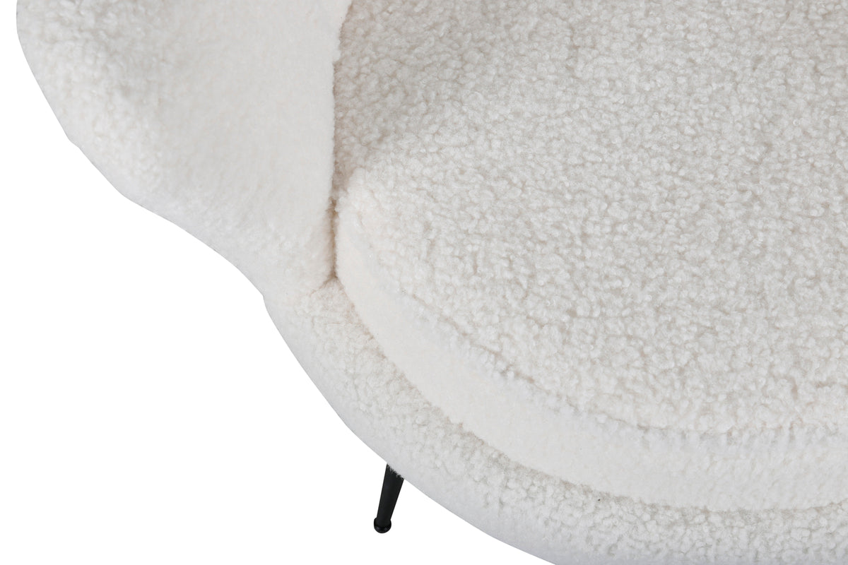 Calais fåtölj, vit teddytyg