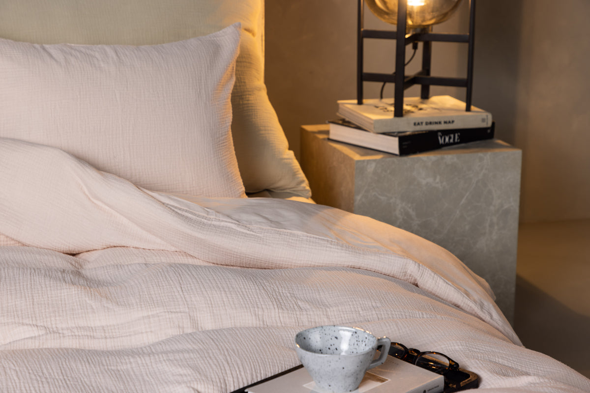 Mila ljusrosa påslakanset till enkelsäng, bomullsväv