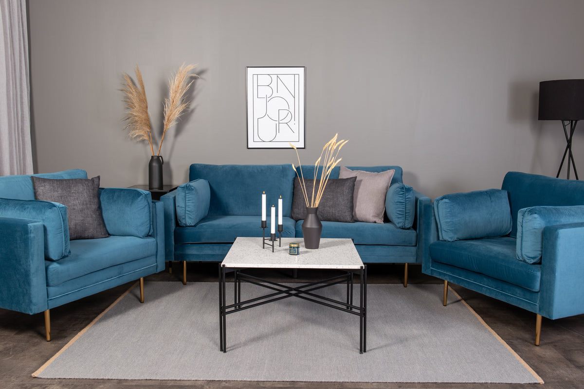 Boom fåtölj, blå/träben