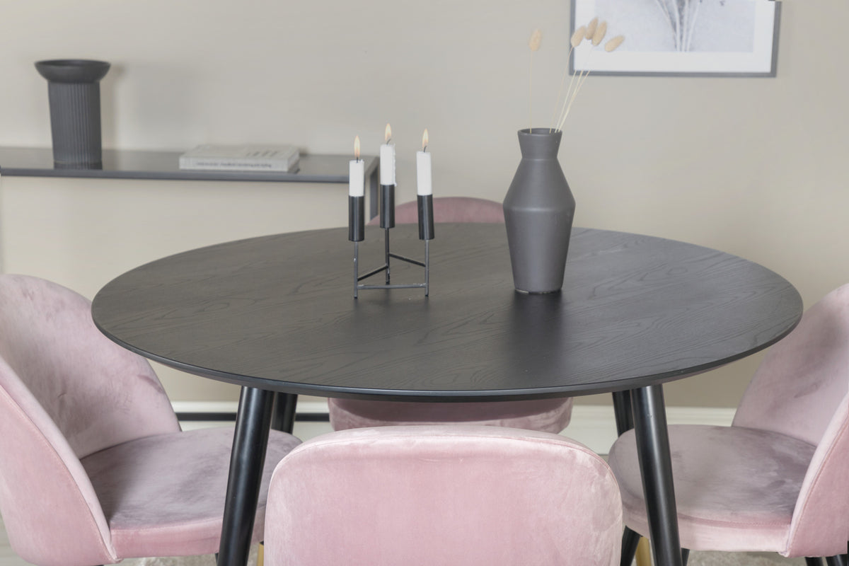 Dipp & Velvet matgrupp, svart/rosa (sammet)