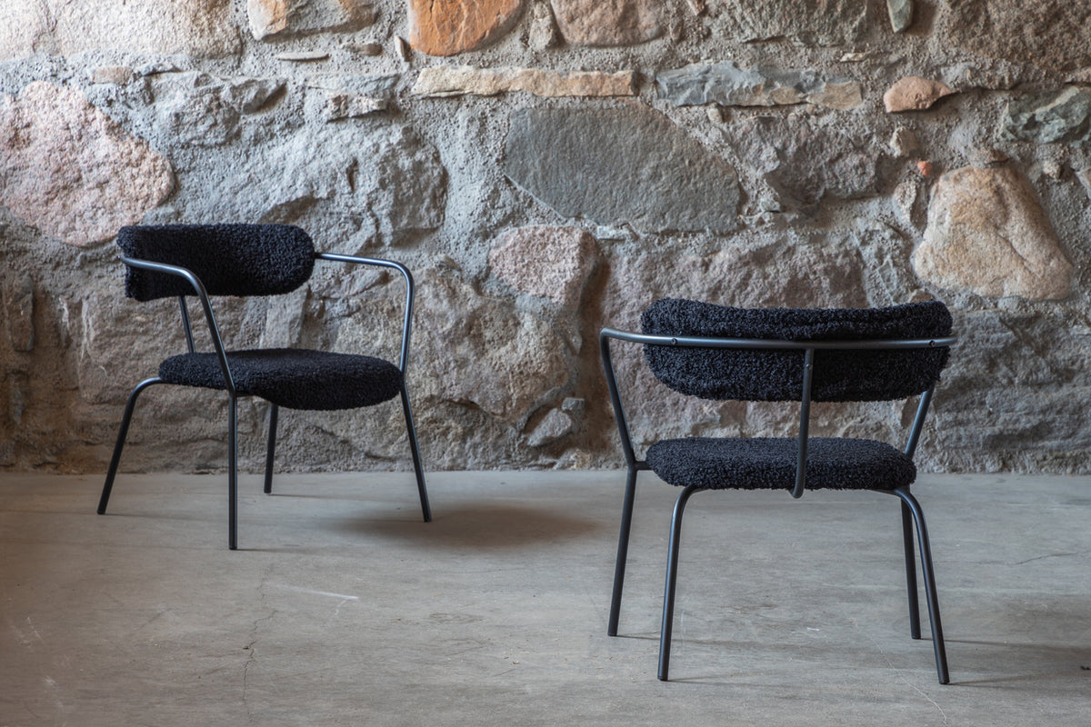 Duffy fåtöljer, svart teddytyg