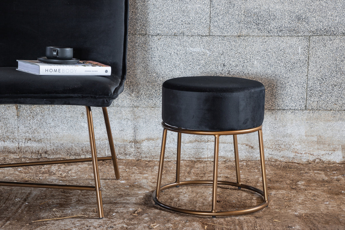 Petra puff, svart/koppar