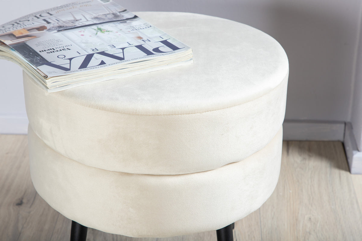 Pot puff/fotpall, ljusbeige