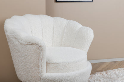 Calais fåtölj, vit teddytyg