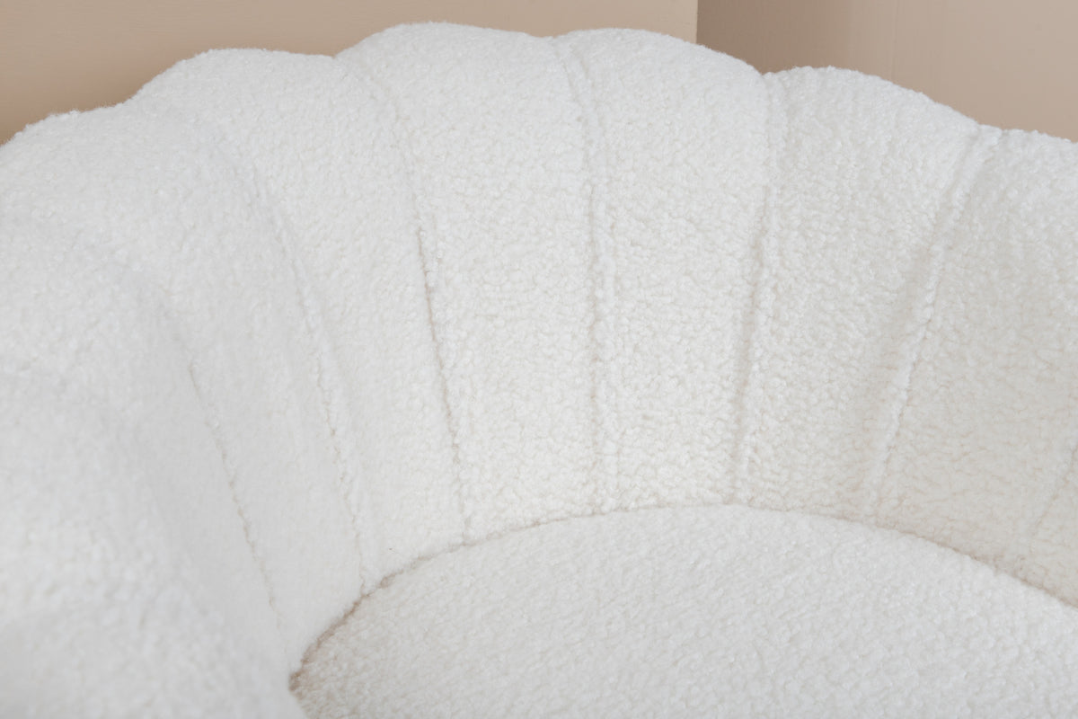 Calais fåtölj, vit teddytyg