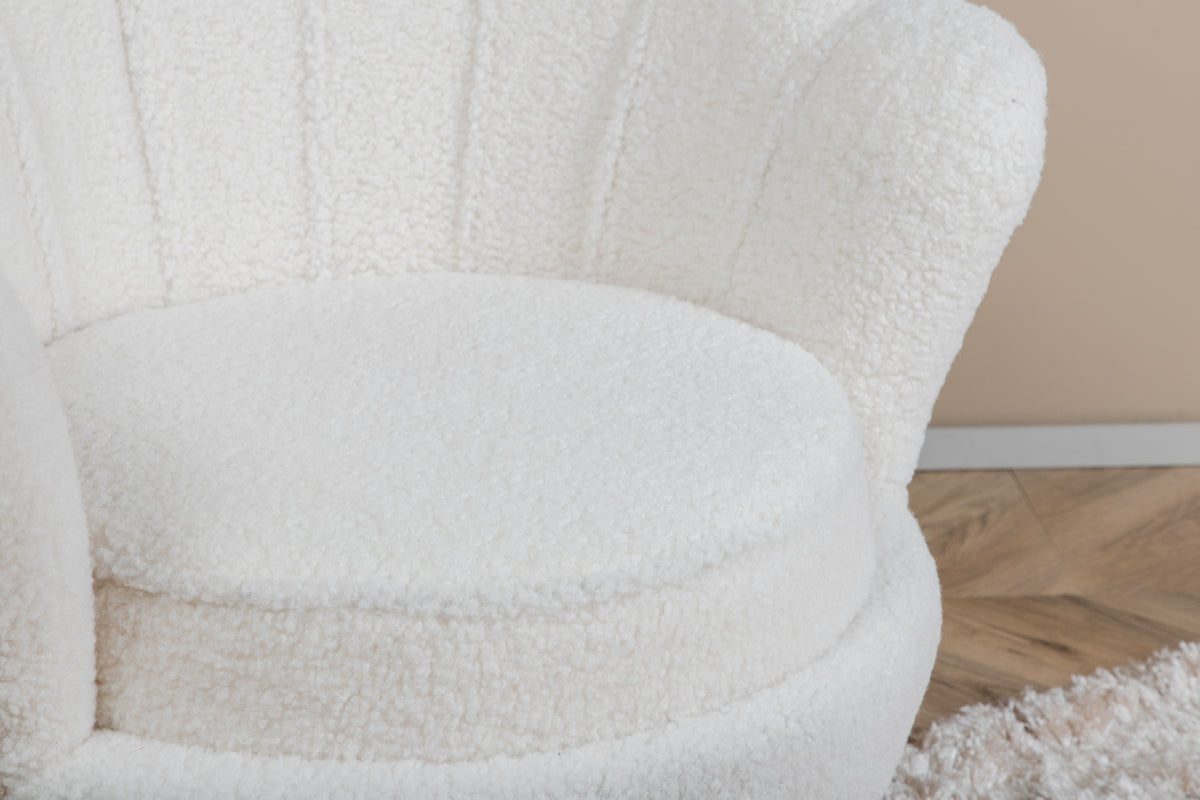 Calais fåtölj, vit teddytyg