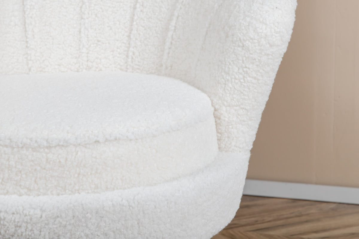Calais fåtölj, vit teddytyg