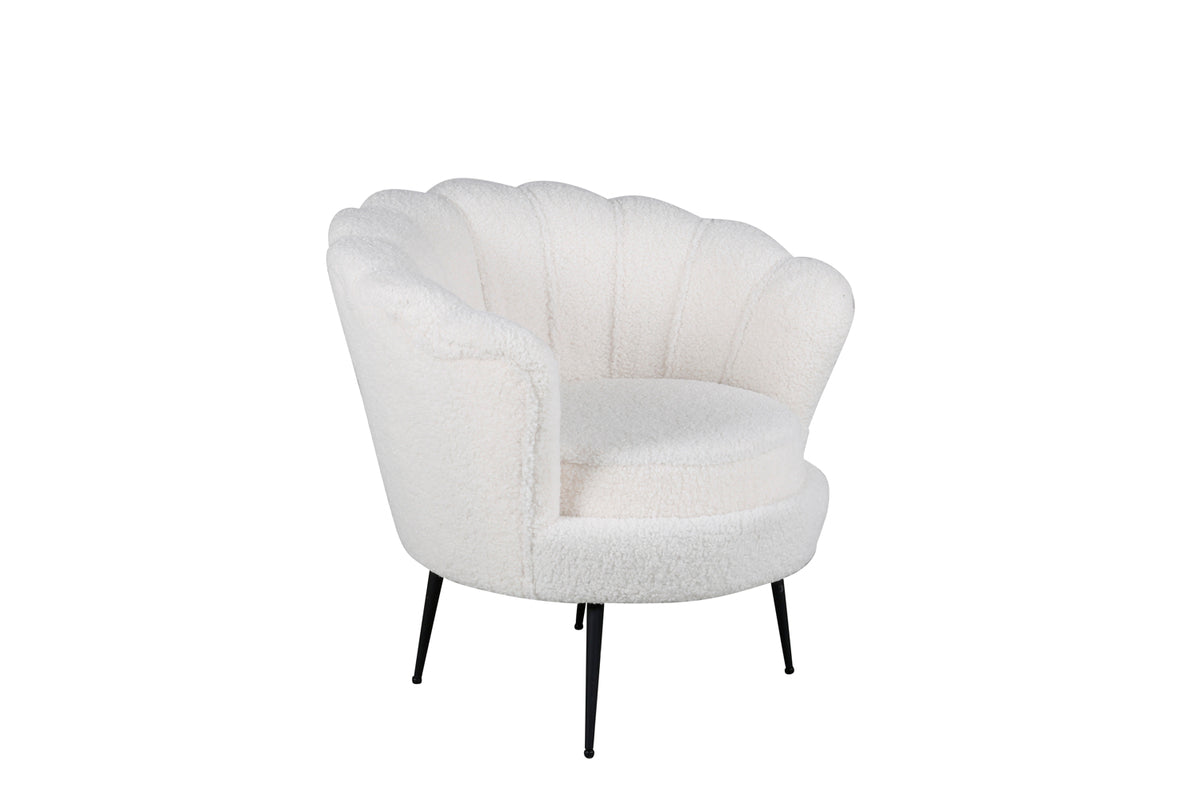 Calais fåtölj, vit teddytyg