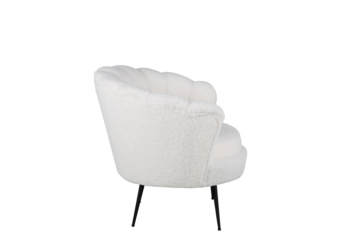 Calais fåtölj, vit teddytyg