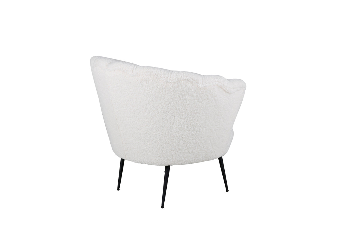 Calais fåtölj, vit teddytyg