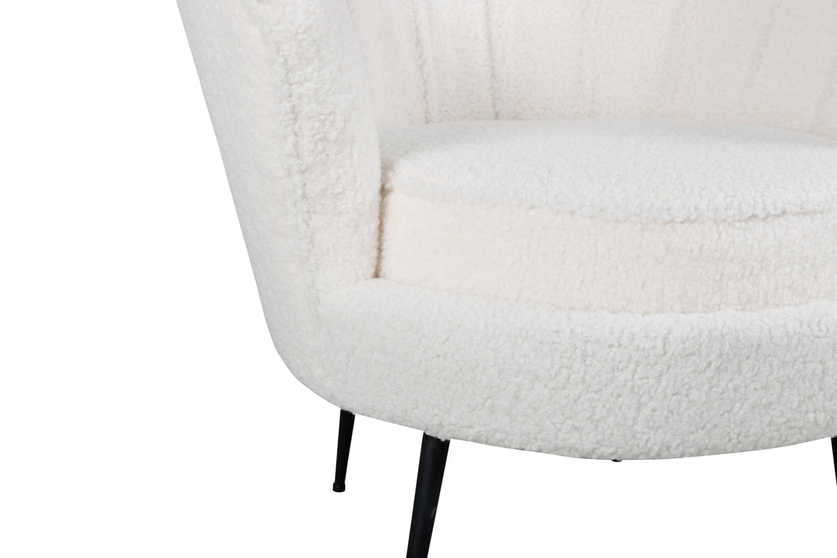 Calais fåtölj, vit teddytyg