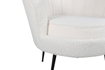 Calais fåtölj, vit teddytyg