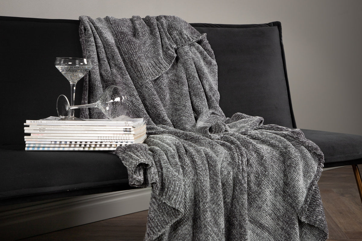 Ally pläd 170 x 130 cm, mörkgrå