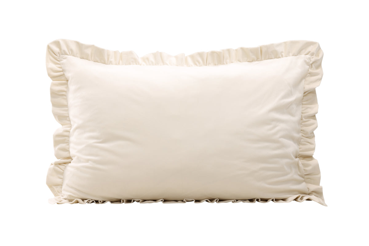 Hailey kuddfodral med volang 70 x 100 cm, vit sammet