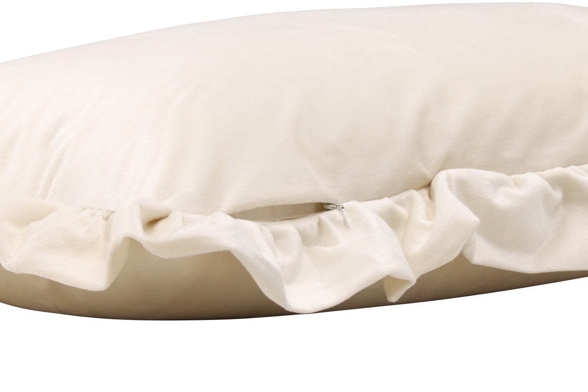 Hailey kuddfodral med volang 70 x 100 cm, vit sammet