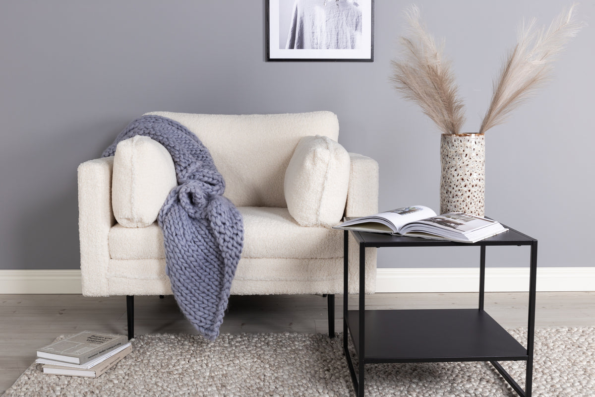 Boom fåtölj, vit teddytyg