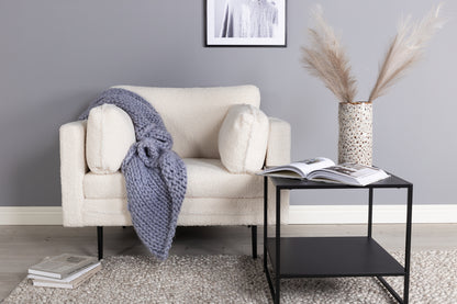 Boom fåtölj, vit teddytyg