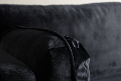 Boom fåtölj, svart sammet/metallfärgade ben