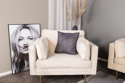 Boom fåtölj, ljusbeige/träben