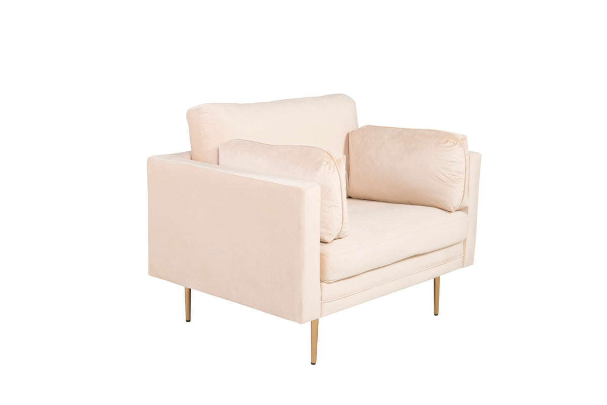 Boom fåtölj, ljusbeige/träben