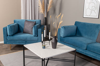 Boom fåtölj, blå/träben