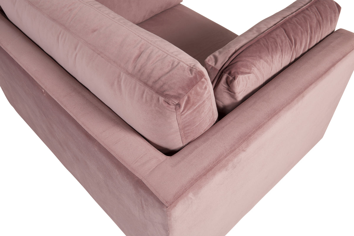 Boom fåtölj, rosa/metallfärgade ben