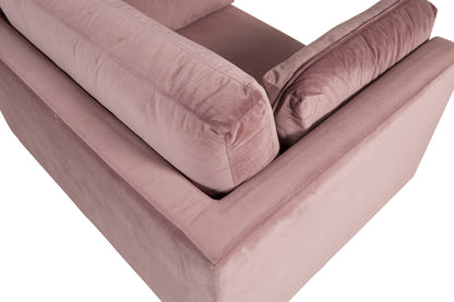 Boom fåtölj, rosa/metallfärgade ben