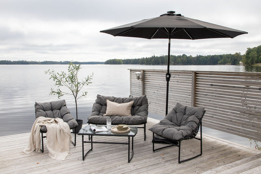 Sabal parasoll med led-belysning, 2,7 m