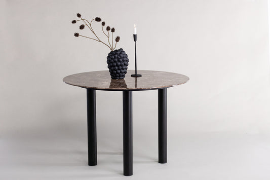 Havsten matbord med glasskiva ⌀106, svart