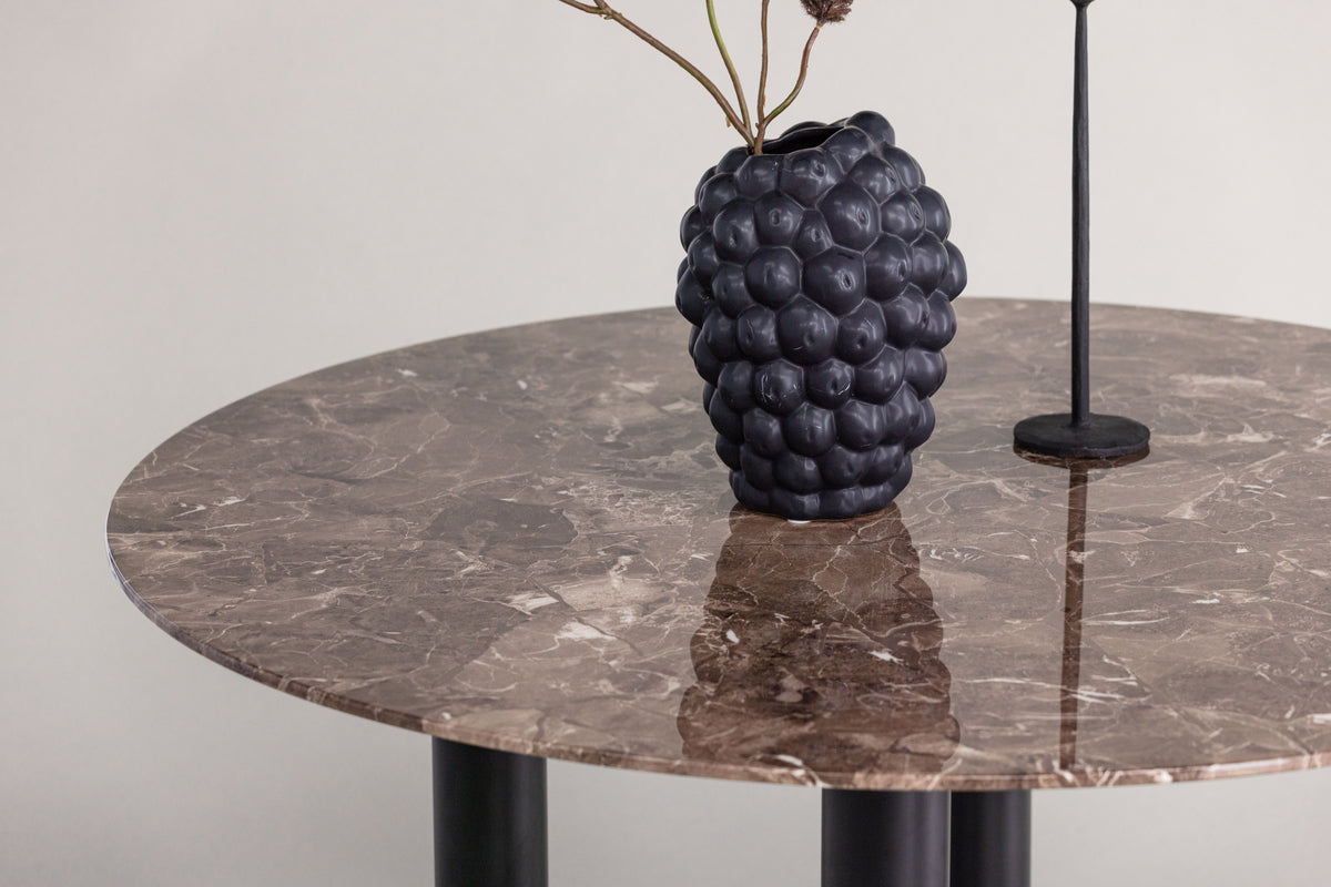 Havsten matbord med glasskiva ⌀106, svart