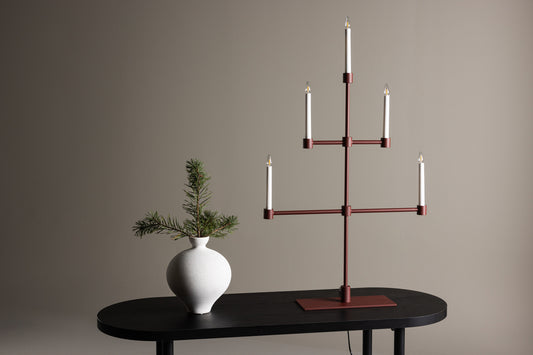 Avoriaz adventsljusstake, vinröd