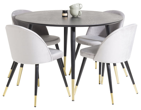 Dipp & Velvet matgrupp, svart/grå (sammet)